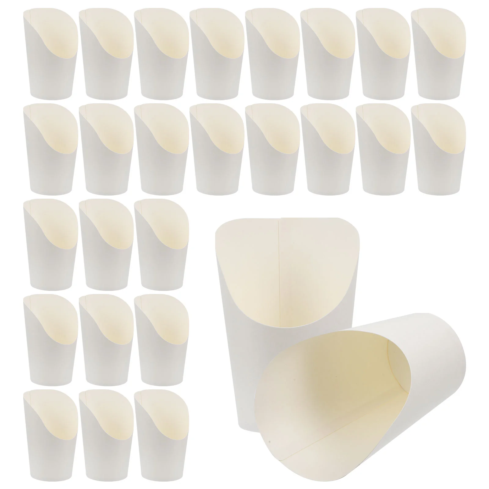 50 Pcs Slanted Mouth Fries Cup Egg Cream Box (small White Card Pieces) French Fry Holder Snack Charcuterie