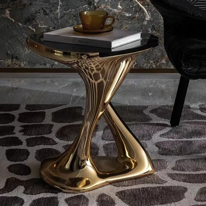 

Simple and creative Italian light luxury marble edge few living room sofa corner high-end trophy special-shaped small