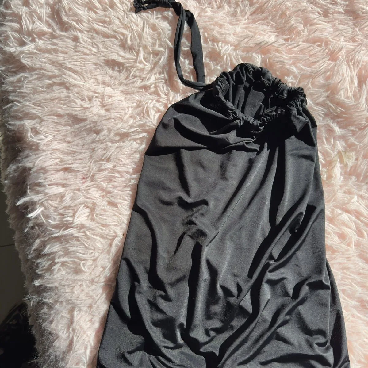 

Glossy Black Satin Loose Maxi Dress Ice Silk Wrap Plus Size Sexy Long Sleeping Bag
