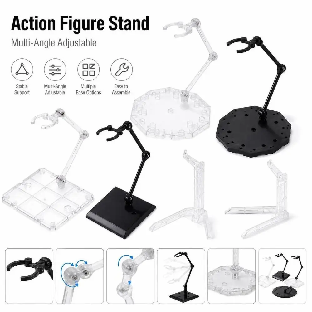 New Transparent Action Figure Display Stand Assembly Movable Action Figure Base PVC Rack Gundam Models Dolls Accessories