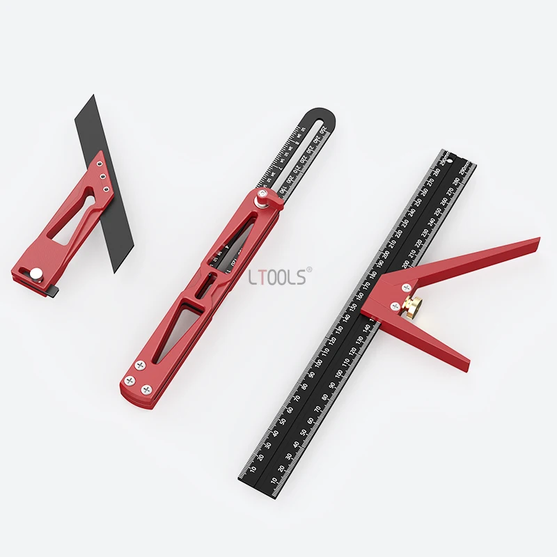 Woodworking Decoration Multifunctional Folding Ruler Metric and Imperial Scale Tool Set Multi Angle Hole Marking Measuring Ruler