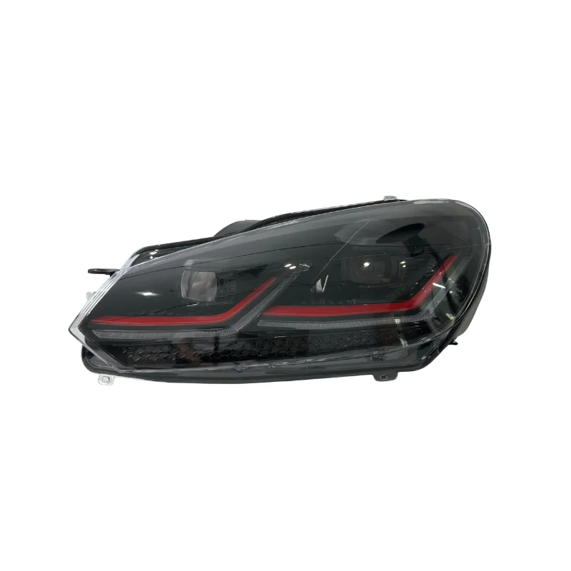 V2 Smoked Red Line Auto Car Lights Headlights For VW Golf 6 2009-2012 White And Red LED Headlamp For VW Golf 6 Headlight