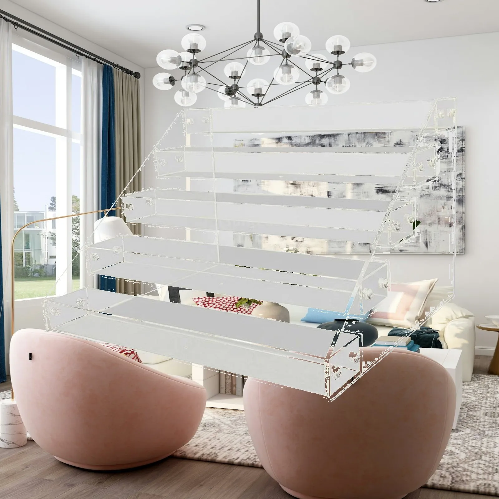Acrylic Display Shelf Stand for Desk Organizer 3 Tier Clear Riser Showcase for Anime Figure Photocard Badge Storage Holder