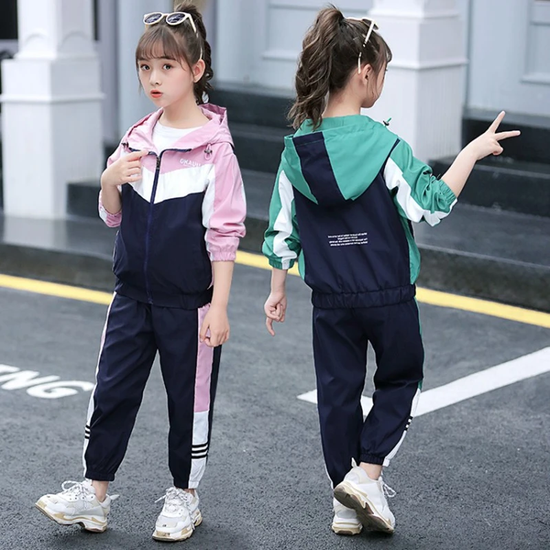 New Girls Clothing Sets Teenage Autumn Tracksuit Kids Plus Size Sportswear Girls Suit Costume Sports Suits 6 8 10 12 Years