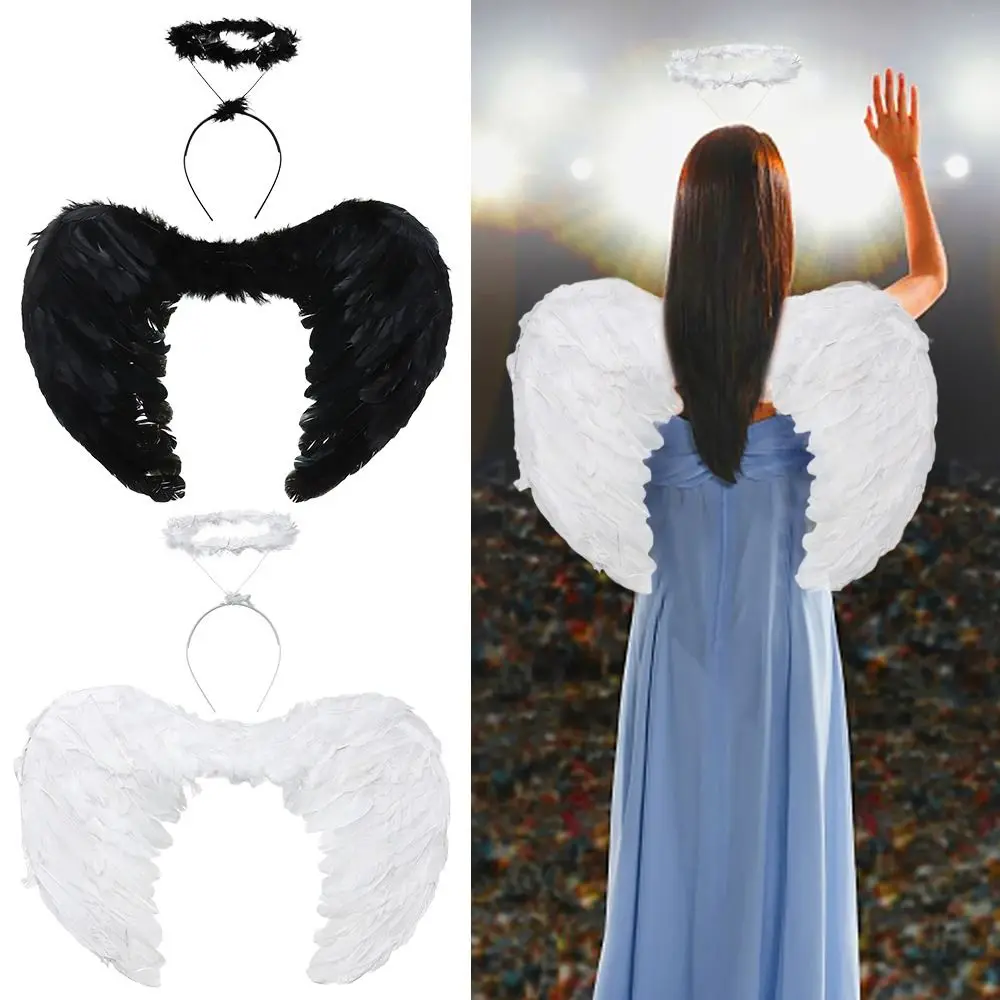 Fashion Feather Feather Wings 55x40CM Wings Angel Wings & Halo Black White Red Pink Fancy Dress Props Adults&Kids