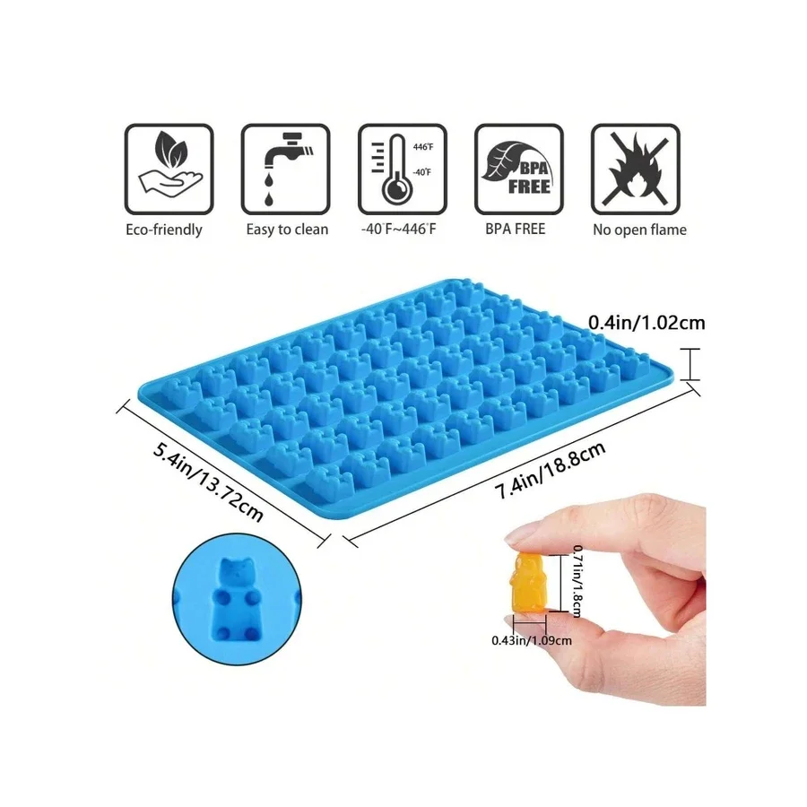 1Pcs Mini DIY Fruit Snacks Fudge Bear Molds Silicone Kitchen Baking Accessories Candy Chocolate Baking Nonstick Molds