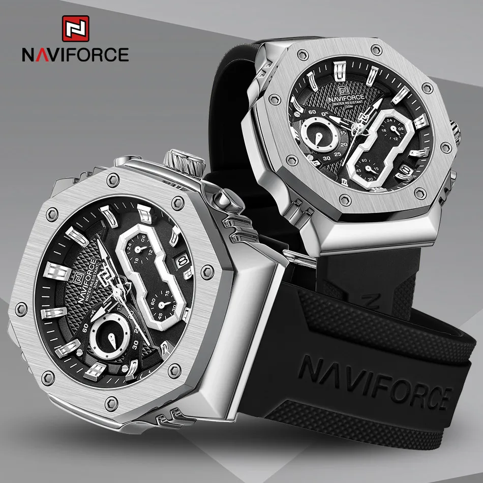 NAVIFORCE Relojes deportivos de moda para amantes para hombres y mujeres, correa de silicona, relojes de pulsera militares impermeables de alta calidad para parejas