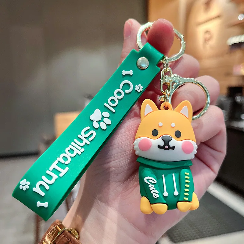 Personality Pvc Soft Rubber Shiba Inu Three-Dimensional Figure Car Key Chain Hanging Accessories Hanging Goods Wholesale