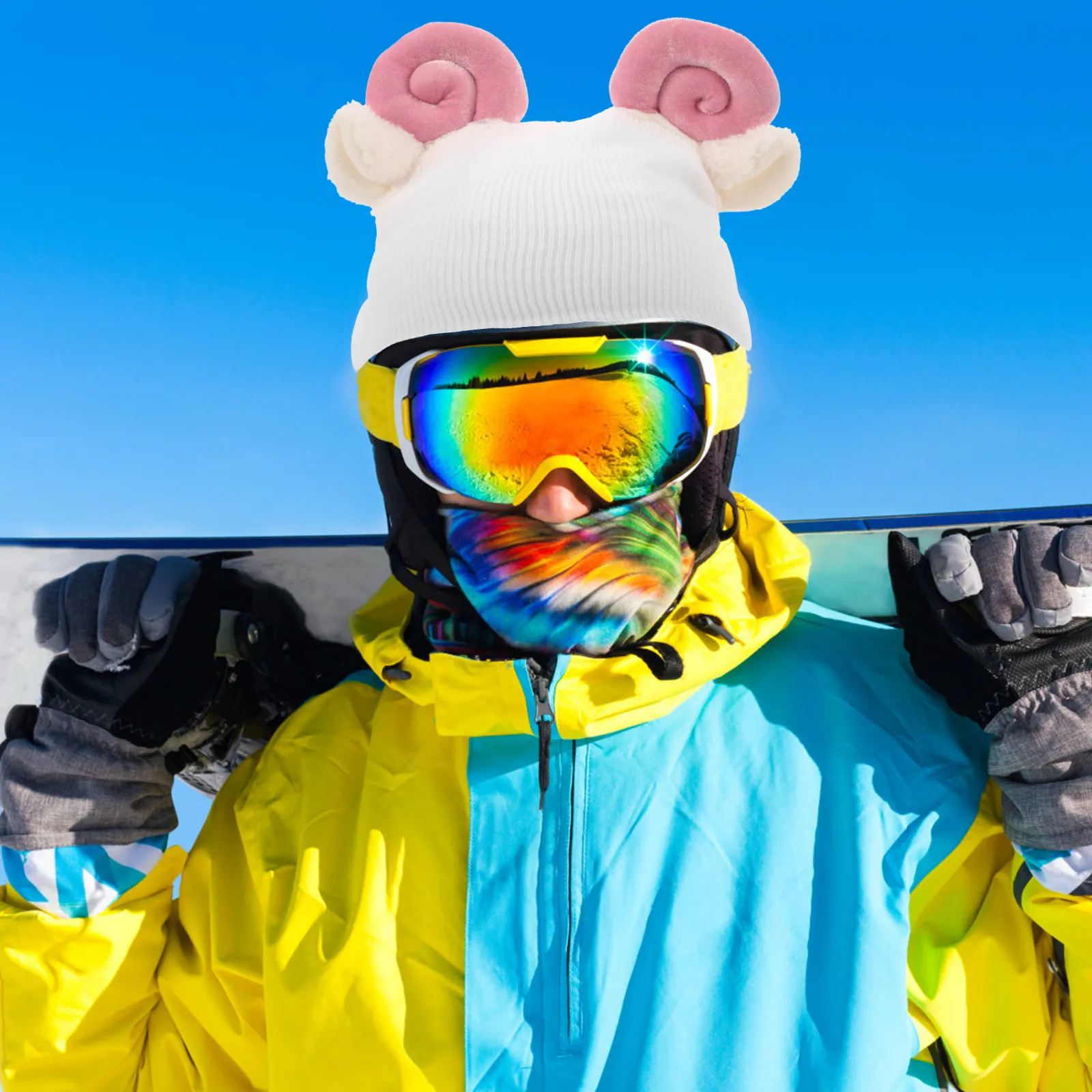 

Sheep Head Ski Cover Decorative Warm Cartoon Skiing Covers Washable Outdoor Snow Sports Supplies