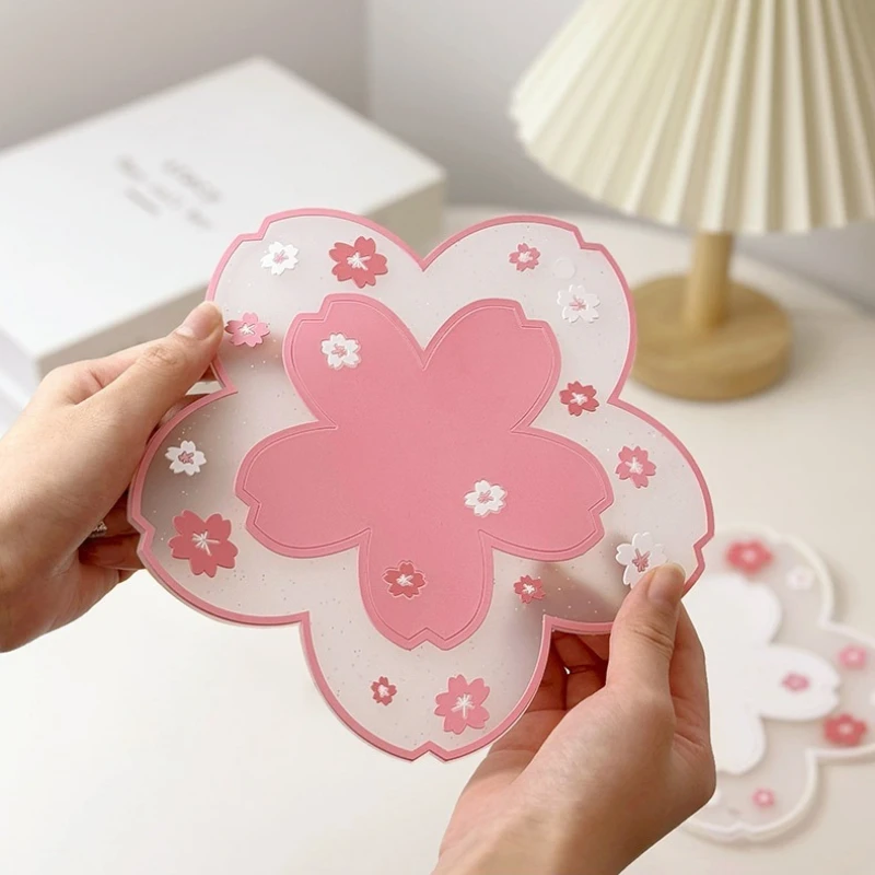 Soft Silicone Heat Insulation Mat for Home Dining Table Non-slip Mat High Temperature Resistant Coaster Sakura Tableware Mat