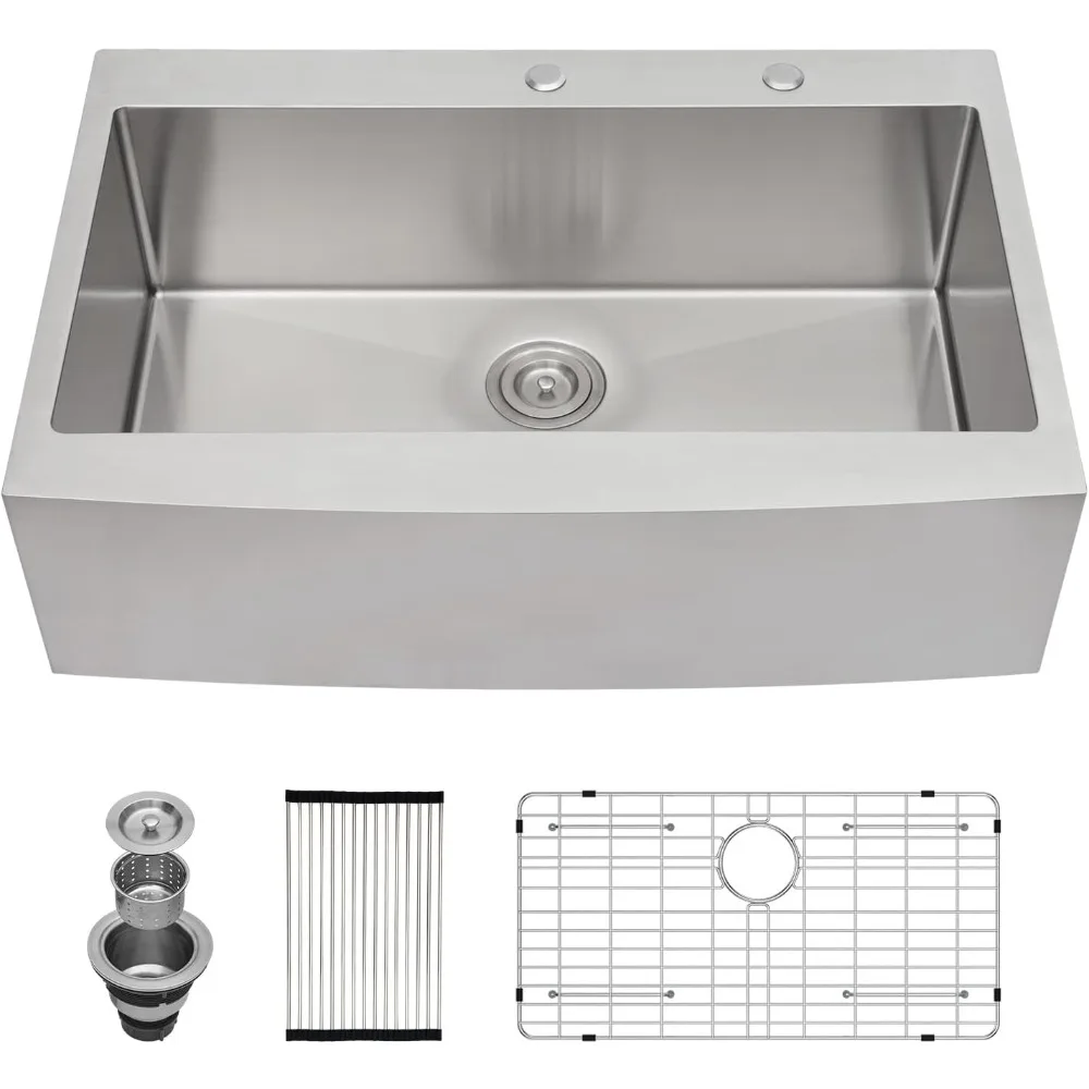 

Lordear 36 Drop In Farmhouse Sink 36 x 22 Inch Farm Sink Drop-in Topmount Apron Front 16-Gauge Stainless Steel Deep Single