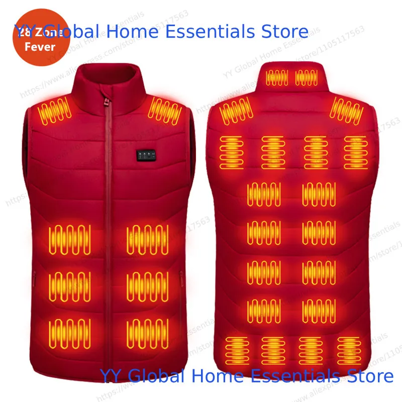 Nouveau ample décontracté col montant hiver 28 zones gilet chauffant Intelligent hommes femmes chaud électrique Clip manteau (pas de batterie externe)