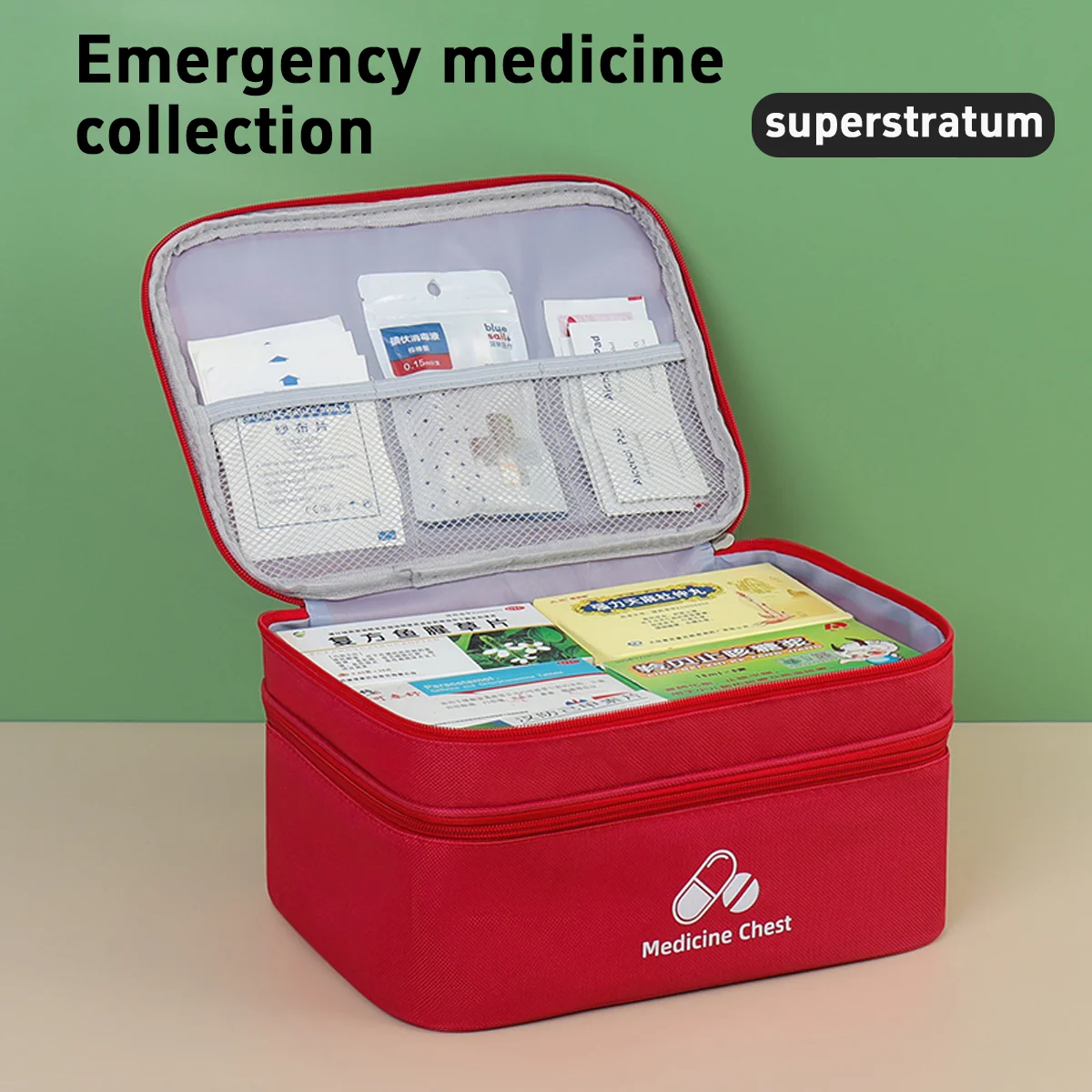 1PC large capacity double-deck Medical Bag, Outdoor Emergency Kit, Portable Small Medicine Bag, 2026 NEW   JJ3313  JH
