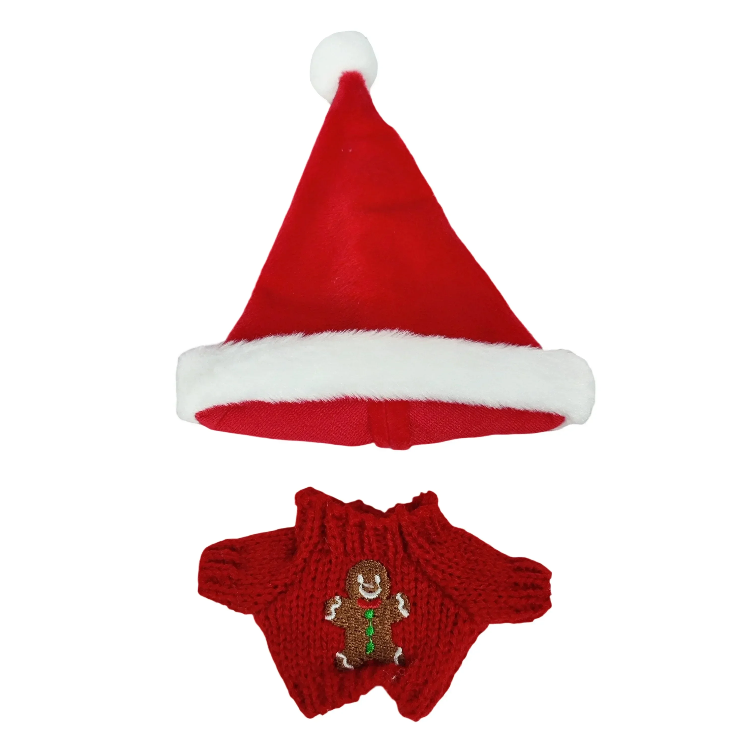 Labubu 인형을위한 크리스마스 복장 빨간 크로 셰 뜨개질 모자 드레스 빨간 안경 핑크 카메라 산타 모자 진저 브레드 스웨터 인형 장식