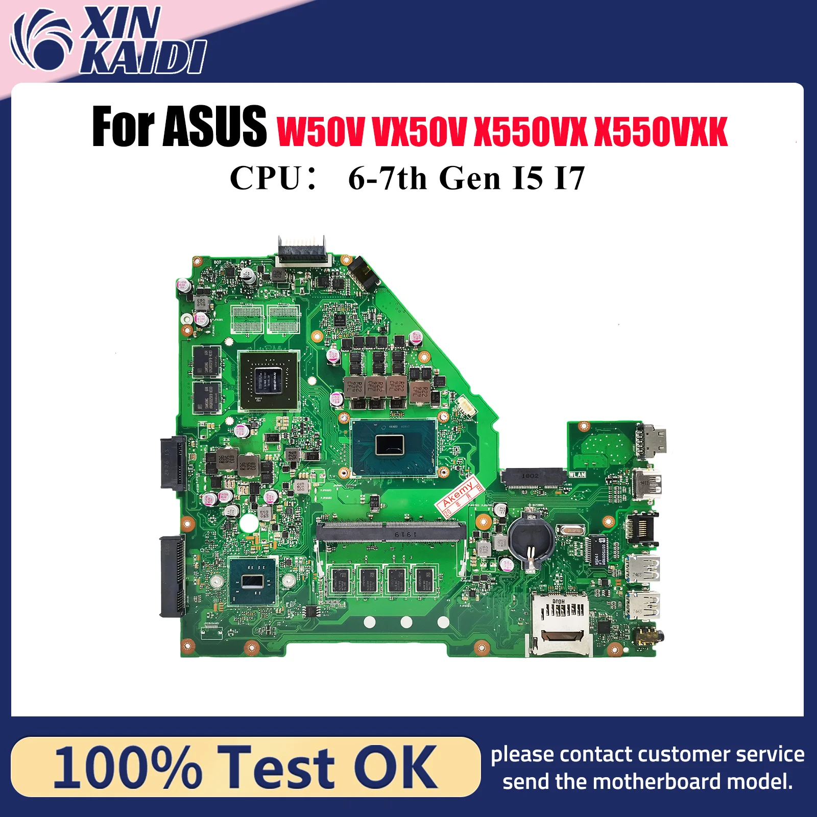 

X550VX Материнская плата для ноутбука ASUS VivoBook W50V K550VX X550V VX50V FH5900 X550VX X550VXK FH6500V Материнская плата с процессором I5 I7 stk