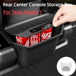 Storage Box for Tesla Model Y Rear Center Console TPE Under Seat Organizer Box with Cover Trash Can Auto Accessories 2021-2023