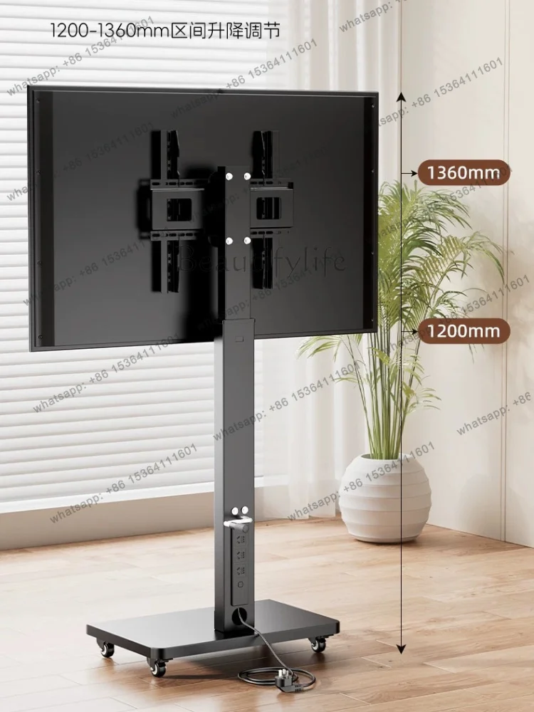 Suitable 26-55 32-75inch Movable TV Bracket Floor-to-ceiling Type Wheel Rotating TV Stands Lifting Rolling Mount Stand Trolley