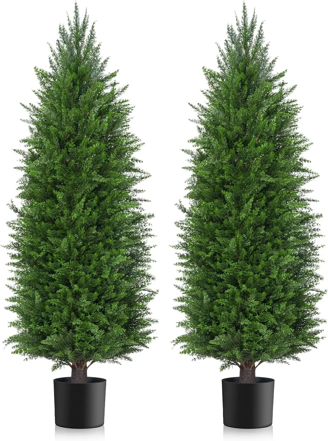 

3Ft Artificial Topiary Cedar Plants Outdoor, Faux Pine Trees Uv Resistant And Potted, 36 Inch Tall Fake Shrubs Evergreen For