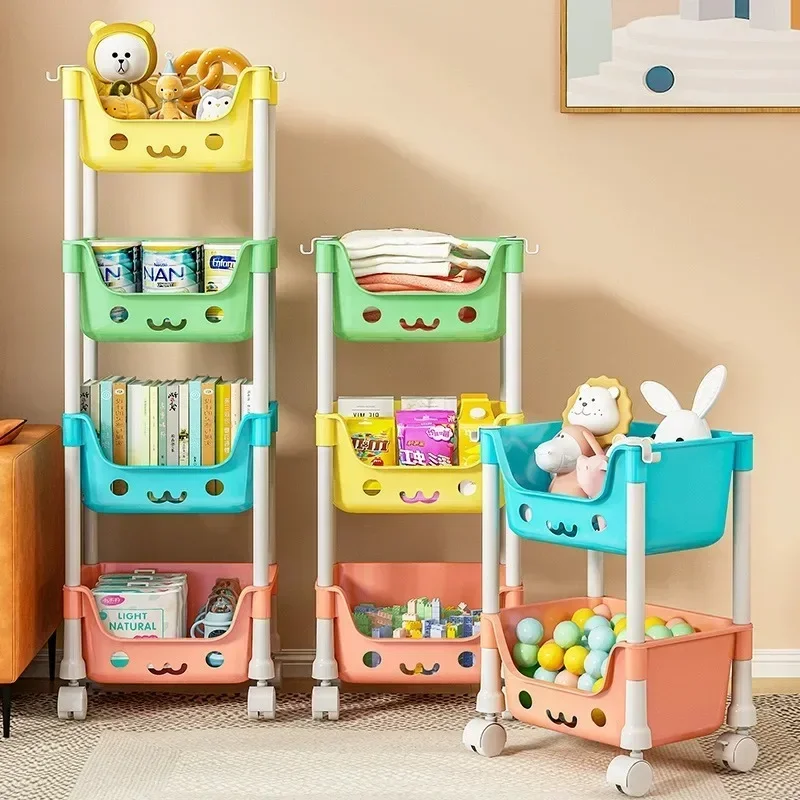 

4 Layer Toy Storage Trolley Bookshelf Snack Rack For Kid Storage Organizer Bathroom Accessories Closet Organizer Kitchen Storage