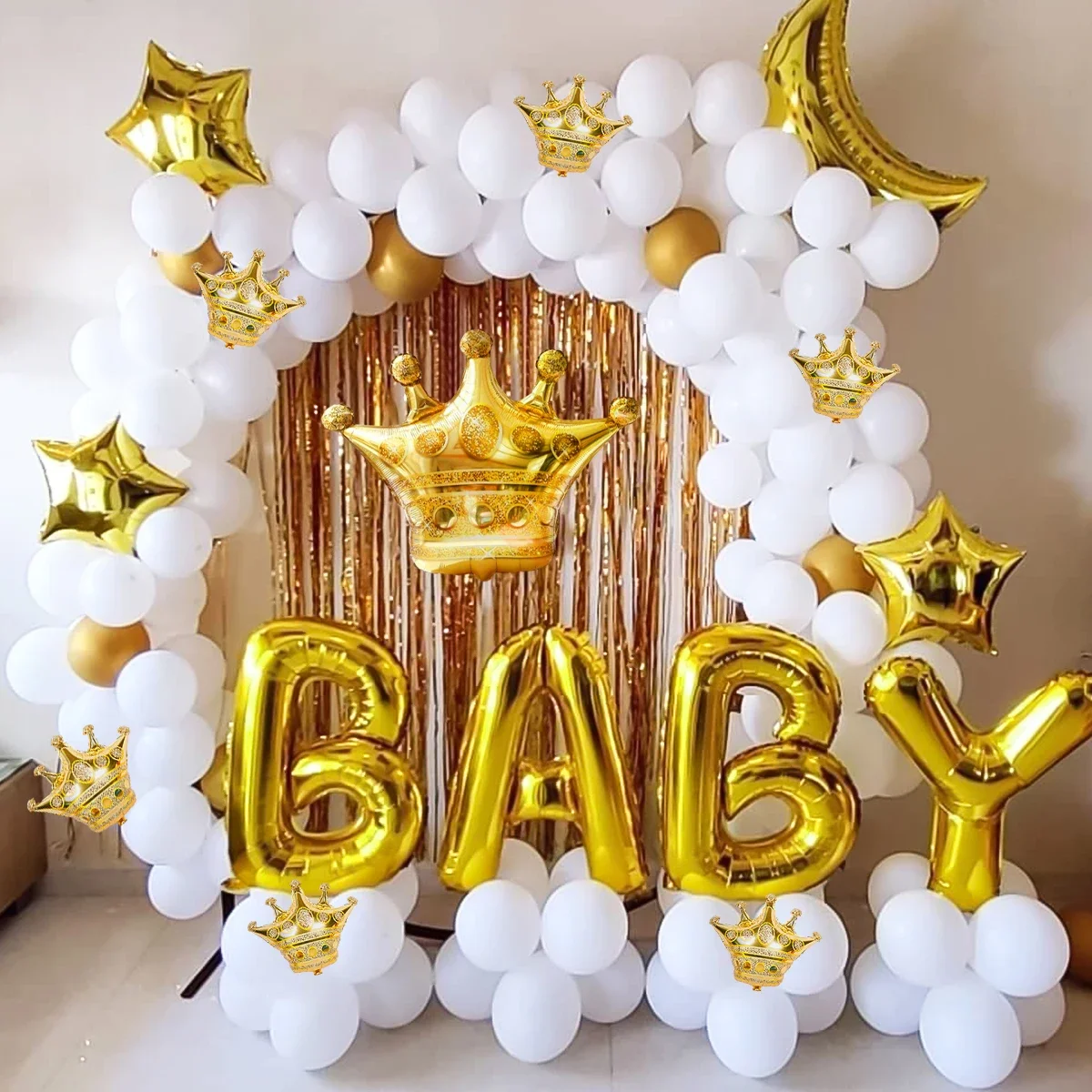 14-teiliges Set Große und Kleine Goldene Kronen Aluminiumfolien-Ballons Partydekoration Fotografie Hochzeit Babyparty Geburtstag Zubehör – Detail 6
