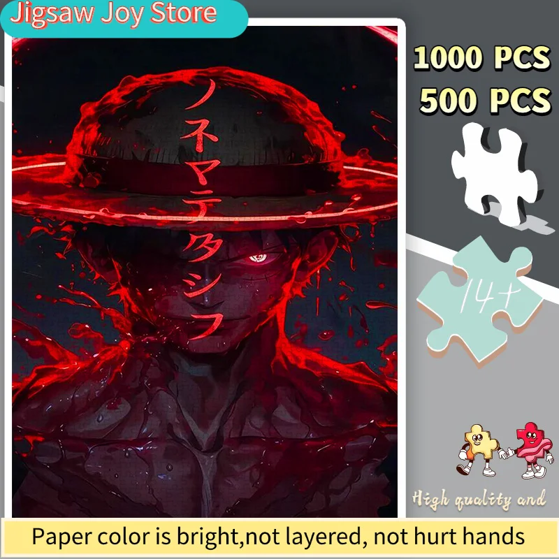 

Пазлы из бумаги с динамичным изображением Луффи в ярко-красном костюме, подходят для интерактивных игр и домашнего декора.