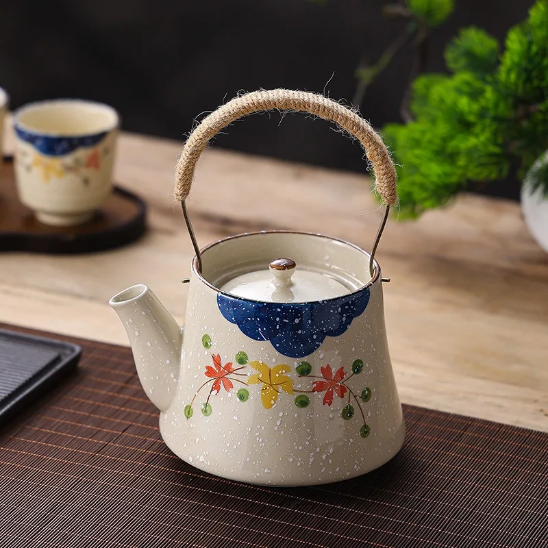 Japan Ceramic Tea Set Gift Box Creative Tricolor Porcelain Coffee Pot Large Capacity Water Bottle Home Bar Decoration Ornaments