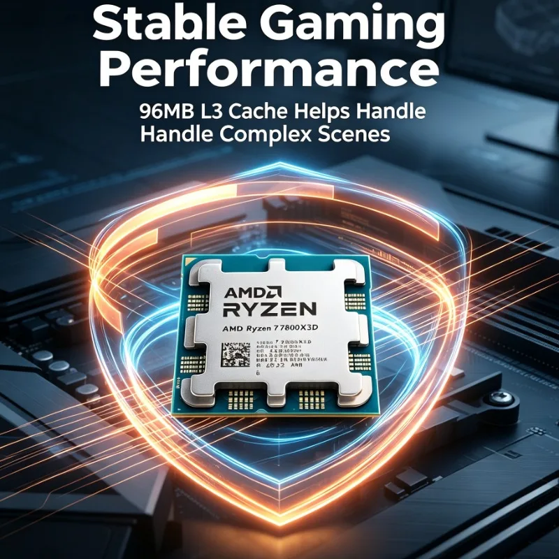 Esports 3A Game High Cache Processor R7 7800X3D AMD Ryzen AM5 Socket 8 Core 16 Thread 5nm 4.2GHz 96M L3 Cache 120W