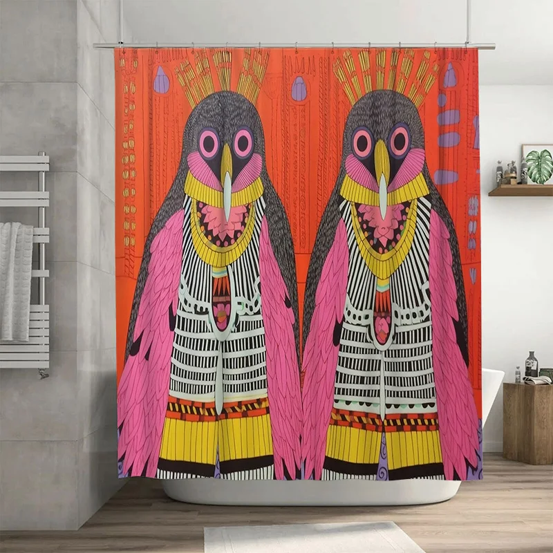 

Черно-розовая занавеска для душа с принтом птиц, украшение для ванны, водонепроницаемые домашние декоративные занавески для душа с с стержнями, набор из 1 шт. (Оранг)