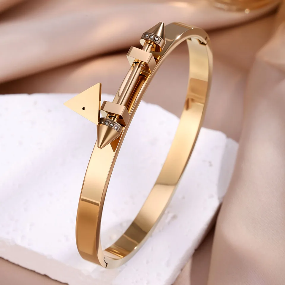 Neutraler Stil, Punk-Mode, Titanstahl-Nieten-Armband-Set – wasserdichter Schmuck für den täglichen Gebrauch für Damen und Herren – Detail 12