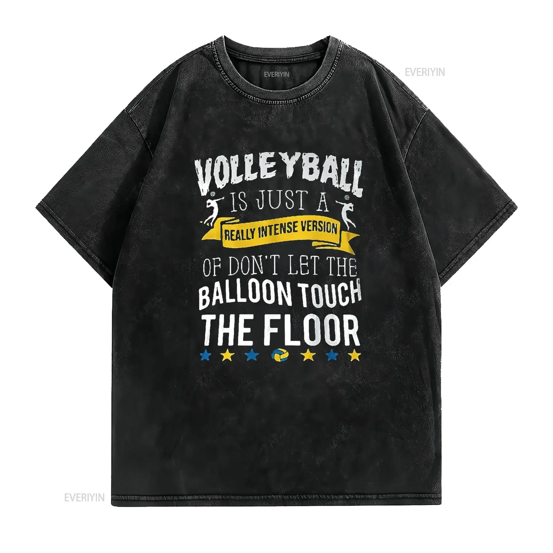 Mens Volleyball Team Sports Beach Player T Shirt Black X Large vintage Washed Top For Everyday Wear Stretched streetwear Unisex