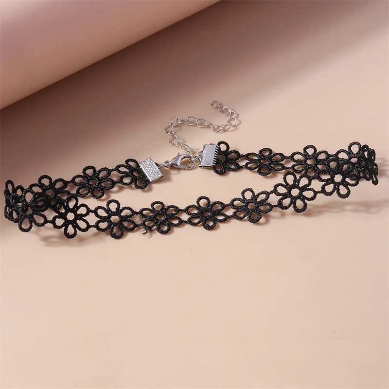 Aihua Gothic Kurze Spitzen-Choker-Halskette für Frauen und Mädchen, Schwarz, Modische Romantische Halskette, Geschenk für Partys, Großhandel Halskette – Detail 16