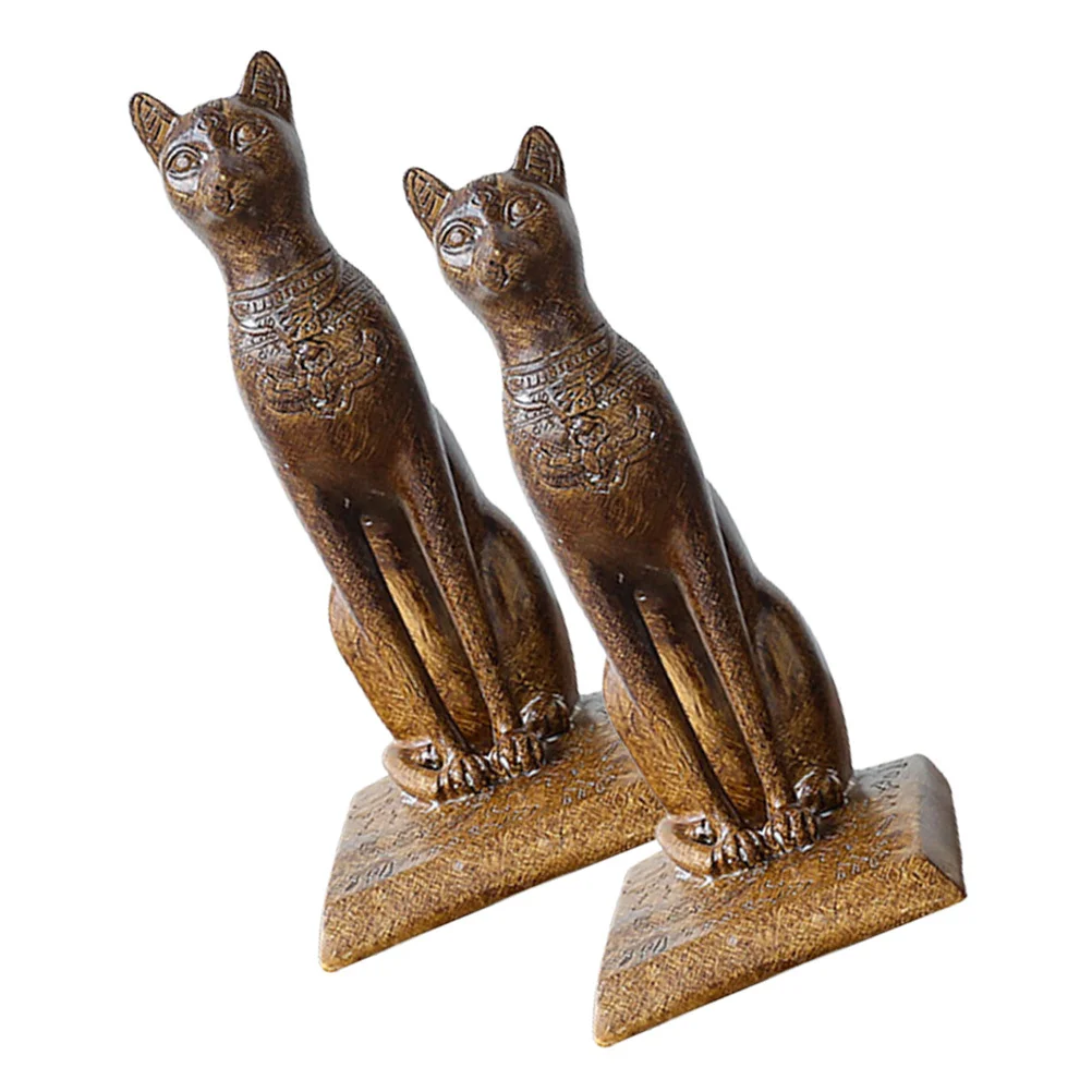 

1Pair Egyptian Cat Resin Bookend Cartoon Design Non-Slip Decorative Office Desktop Organizer Resin Bookend