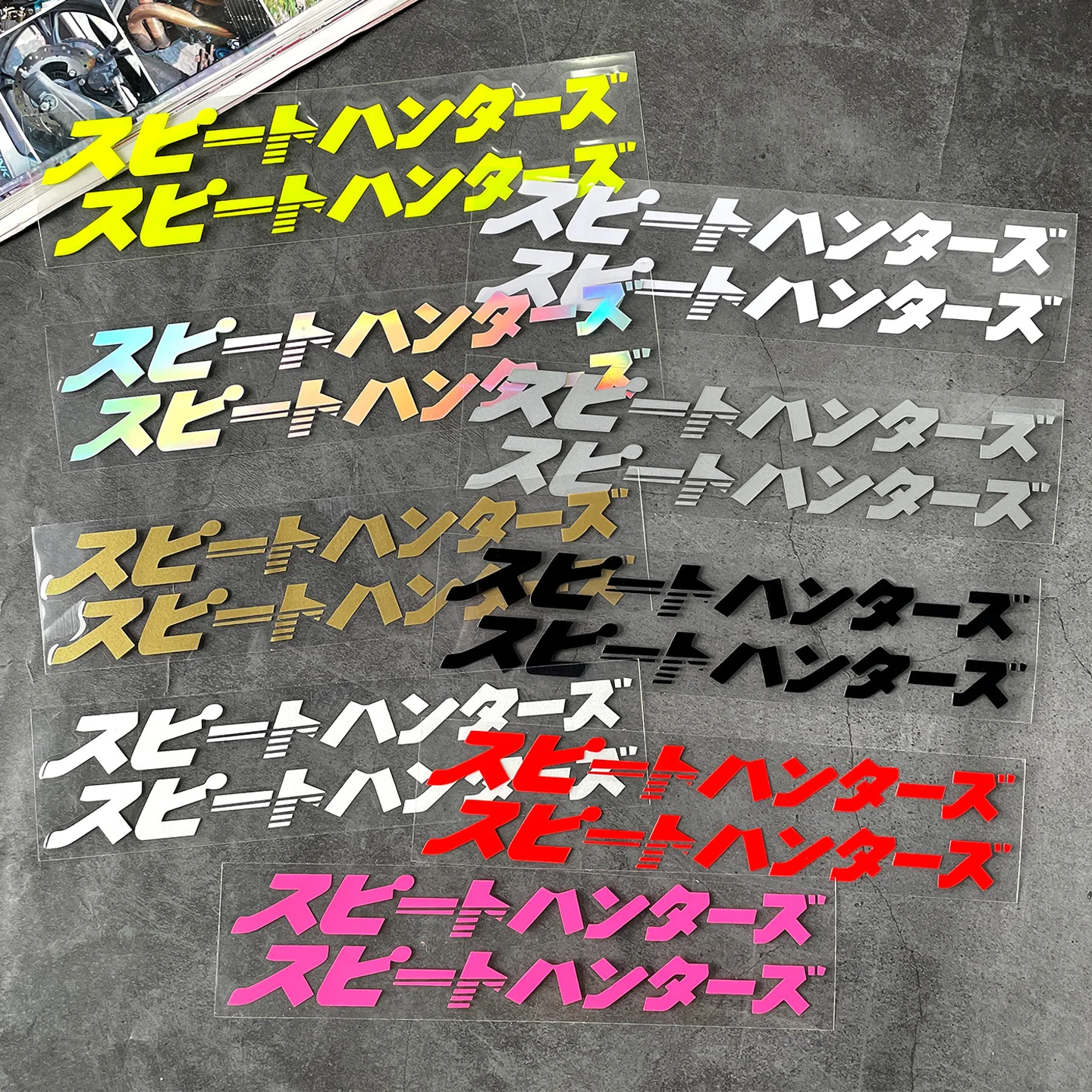 2 Stück Speed Hunters Japanische Reflektierende Vinyl-Aufkleber für Fahrrad Mountainbike Helm Rahmen Wasserdichte Dekorative Aufkleber Zubehör – Detail 5