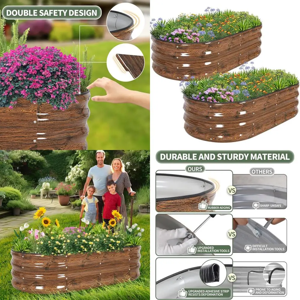 

Комплект приподнятой садовой кровати — металлические коробки для цветов на открытом воздухе для овощей и цветов, 4x2x1 футов, 2 шт. в упаковке с инструментами