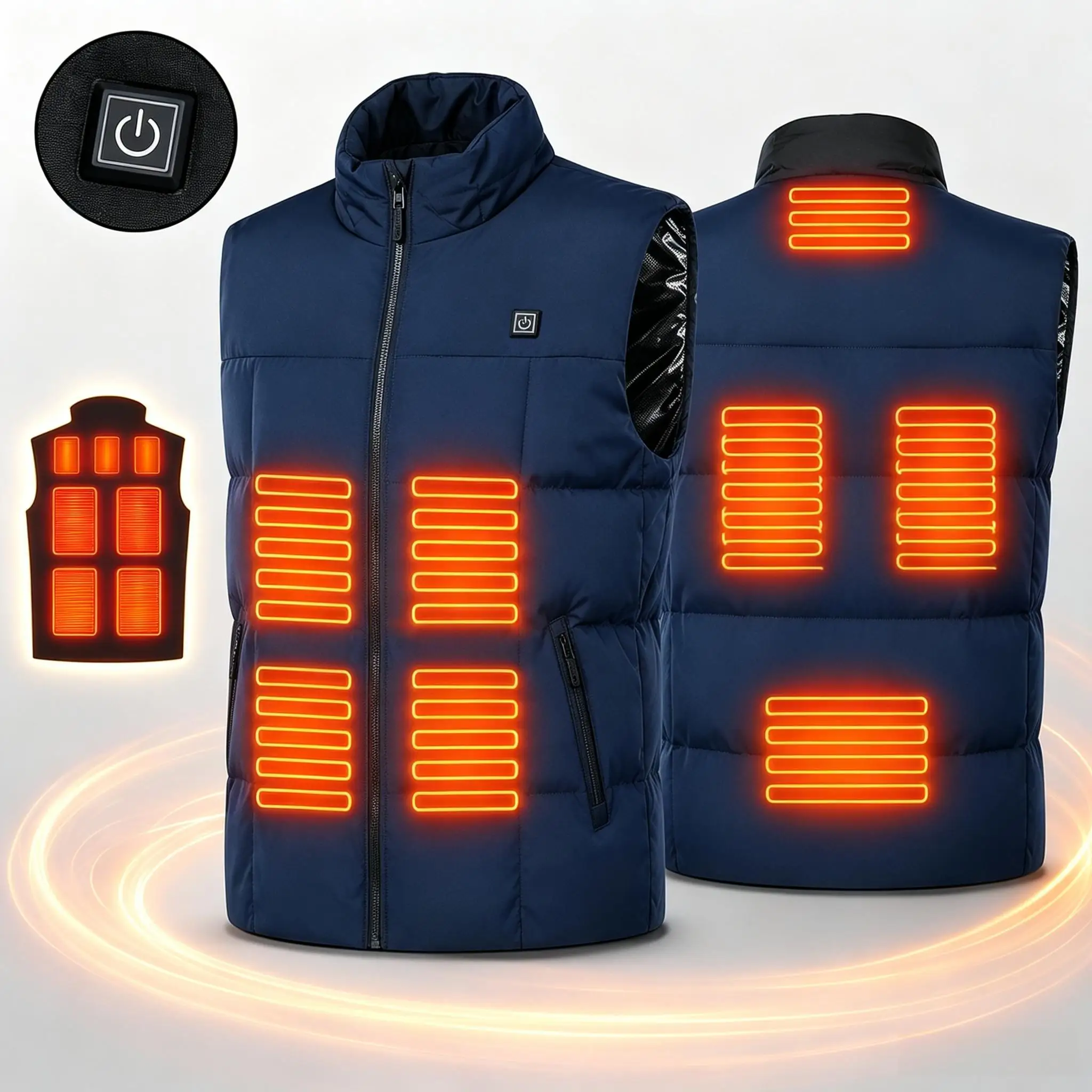 Unisex Winter Heated Vest Loose Fit 9 Heating Zones Zip Up Thermal Sleeveless Gilet Casual Outdoor Warm Outerwear Men Women