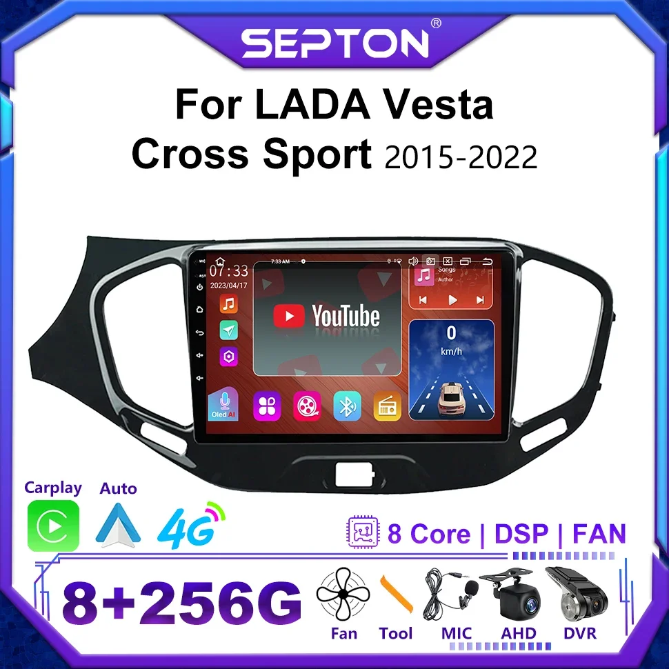 

SEPTON Android 12 2Din Car Radio for LADA Vesta Cross Sport 2015-2022 Car Multimedia Video Player GPS CarPlay Stereo Head Unit