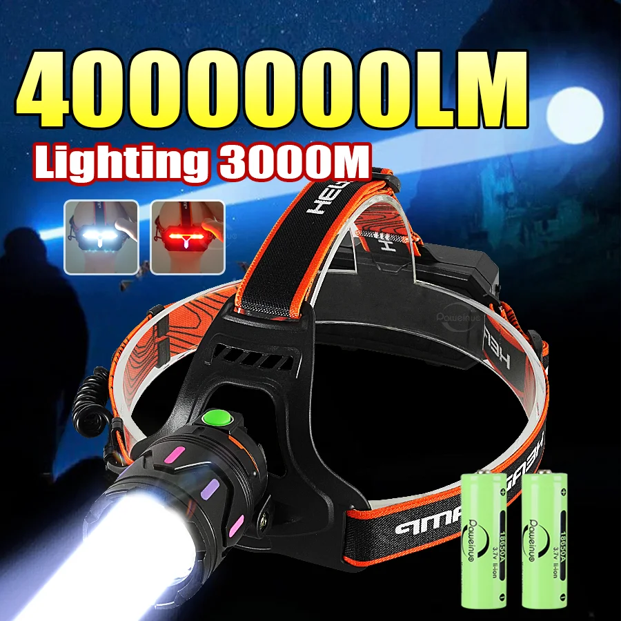 

2025 Strong Light Led Headlight USB Rechargeable Powerful LED Headlamp 500W Ultra Bright Head Flashlight Camping Hunting Lantren