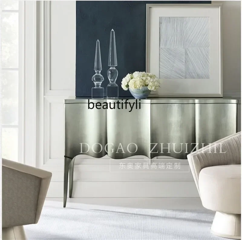 

SS ss7486 American light luxury solid wood porch cabinet, post-modern neoclassical decorative high cabinet silver old home parti