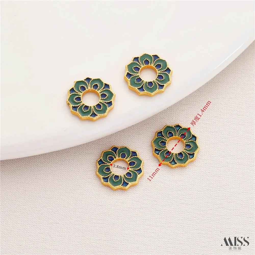 Vietnam Sand Gold December Birthday Flower Drop Oil Running Ring Flower Spacer Gasket DIY Bracelet String Jewelry Accessories
