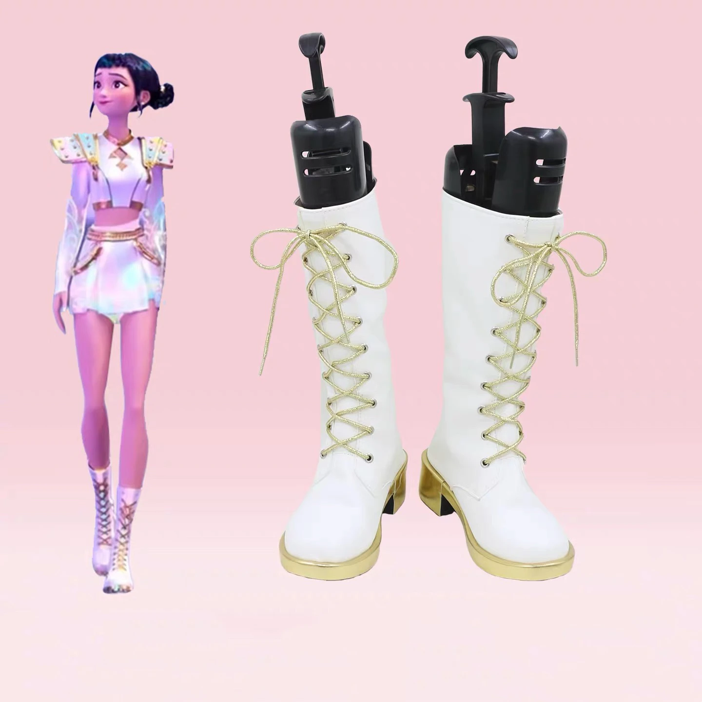 Nueva película k-pop Demon Hunters zapatos de Cosplay Rumi Zoey Mira botas blancas adultos niños accesorios de fiesta de Halloween accesorios para espectáculo en escenario