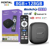 NUEVO T1 RK3518 Rockchip LVMAO Smart TV Box Bluetooth Android 16 ROM 128 GB RAM 8 GB Wifi6 Netflix 8K Asistente de voz Mortal TV Box