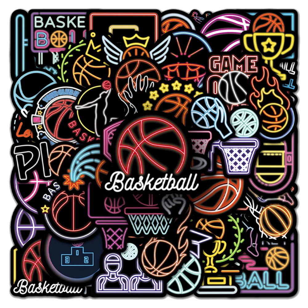10/30/50pcs Cool Sports Basketball Graffiti Stickers Funny Neon Light Cartoon Sticker DIY Phone Laptop Bike Waterproof Decal Toy