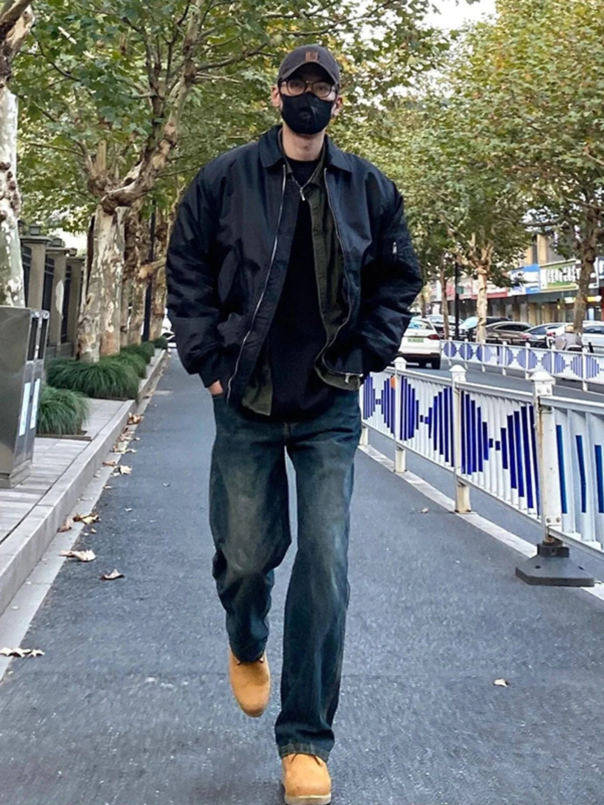 

Мужские джинсы Deep Blue Fce с подкладкой, осенне-зимние, прямого кроя, длинные брюки, модные, брендовые, уличный стиль, с высокой талией, на молнии