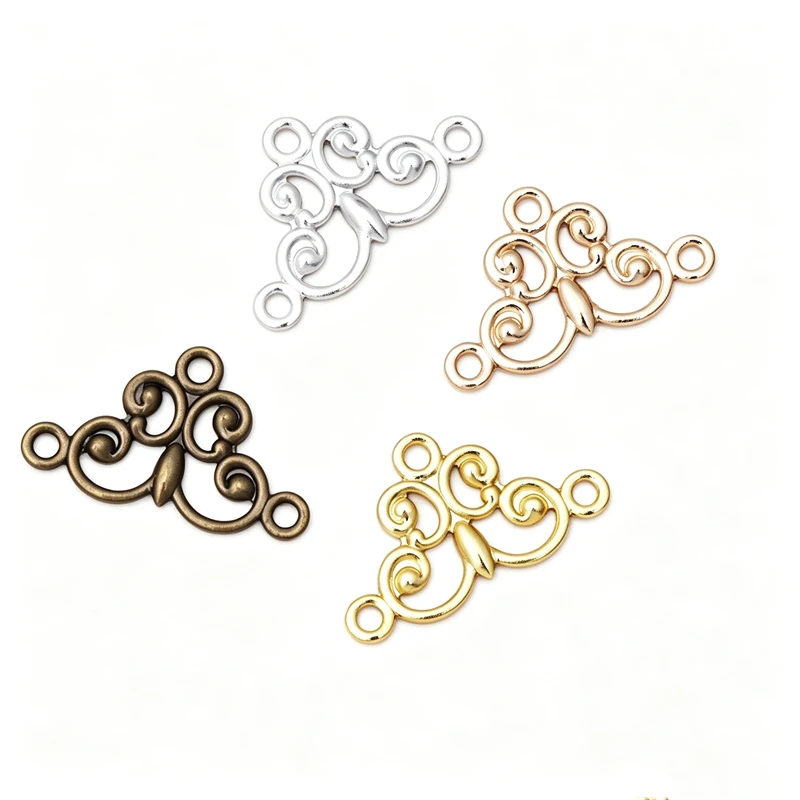 BoYuTe Wholesale Brass Filigree Flower Connector Charms Multi‑Color Metal Flower Pieces DIY Jewelry Making Findings Supplies