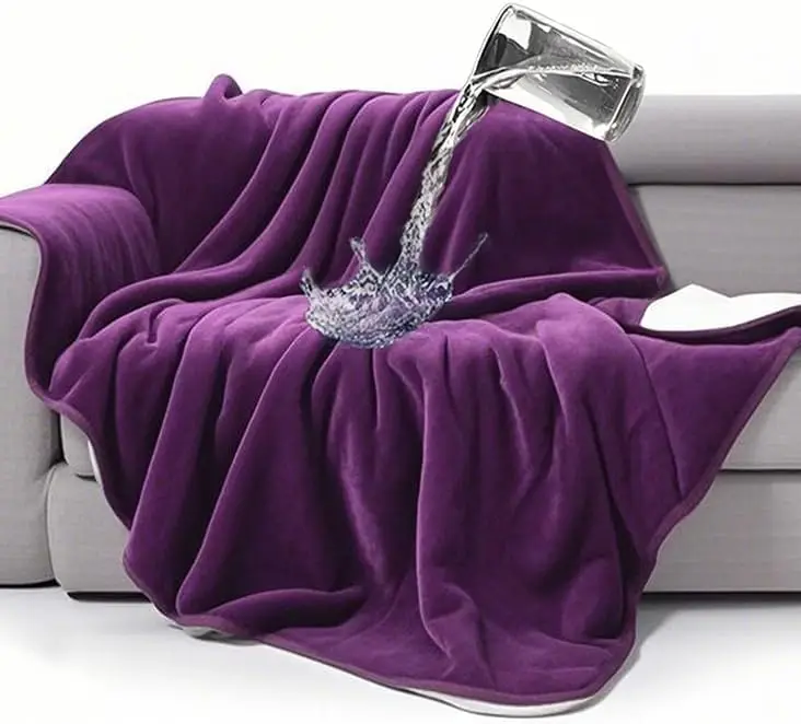 

Водонепроницаемый двусторонний плед из шерпа-флиса для домашних животных, защищает мебель от жидкостей и шерсти, темно-фиолетовый, 90x108 дюймов
