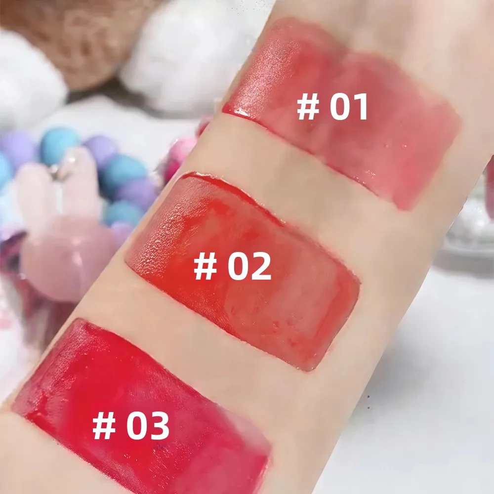 ミラー保湿リップグロス、カップに付かない、キュートなウサギのハンドブレスレットキーホルダー付き、リップグロス、防水、長持ちするリキッドリップスティック