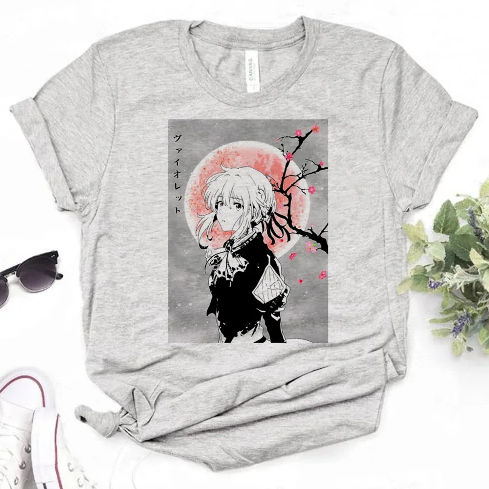 Violet Evergarden t-shirts women Y2K summer designer Tee girl 2000s clothes
