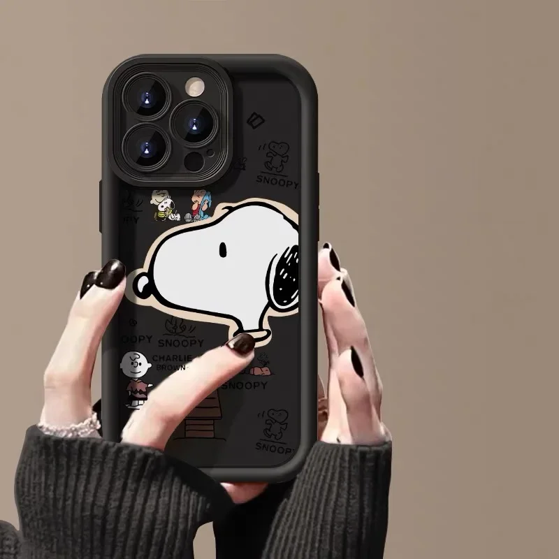 Big Head Snoopies Cartoon Phone Case For IPhone 16 15 14 13 12 11 Pro Max Mini XR XS X 7 8 Plus Soft TPU Back Cover