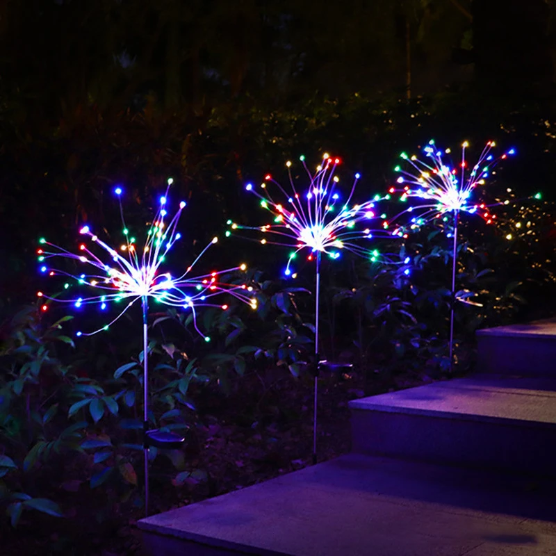 LED Solar Power Firework Lights Garden Decoration Fairy Lights Waterproof Outdoor Dandelion Lawn Lamp For Patio Garden Decor