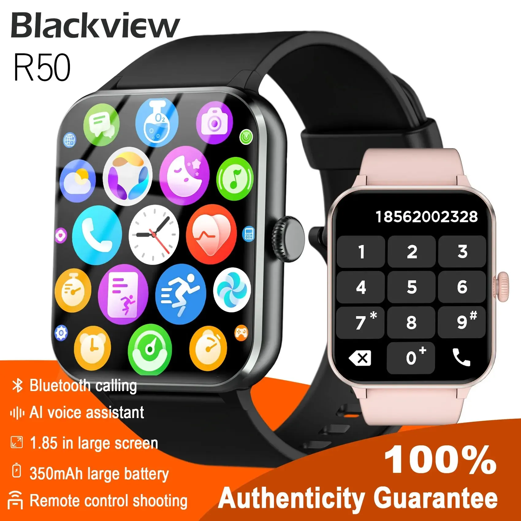 Blackview R50 Smart Watch(Bluetooth Talk),Voice Assistant,1.85